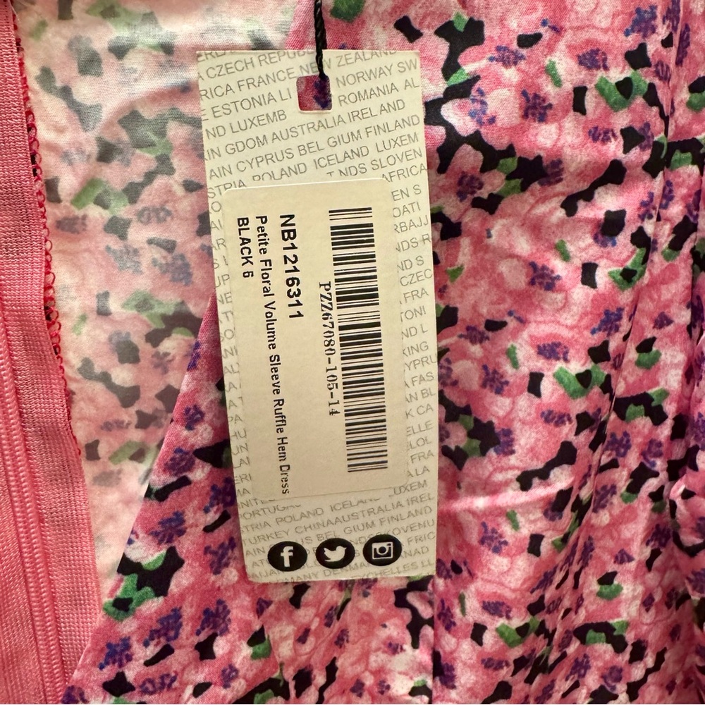 Pink Floral Ruffle Mini Dress NEW - Picture 6 of 6